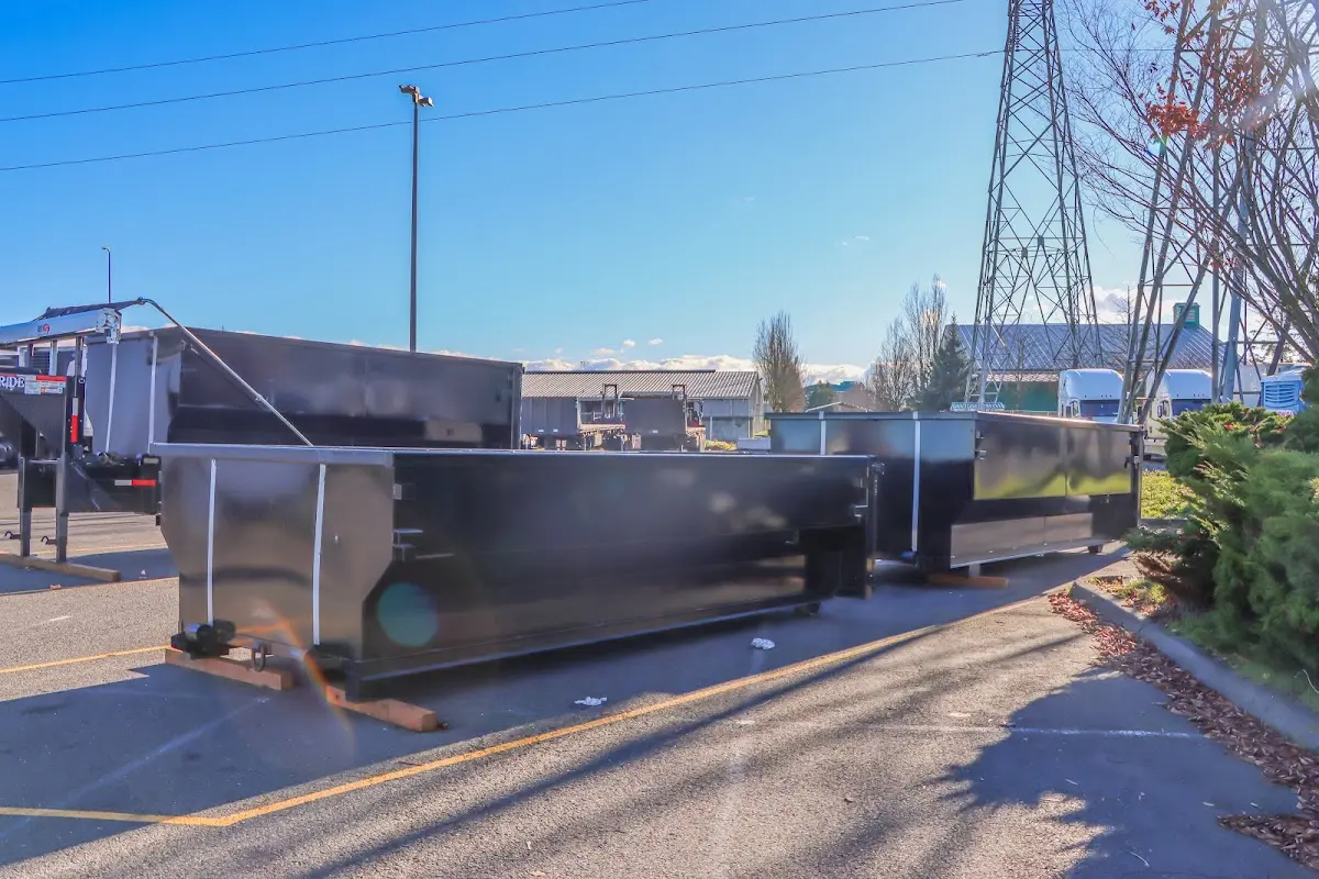 Roll-off dumpster ready for waste disposal at job site for 4 Yard Dumpster Rental in Shelton